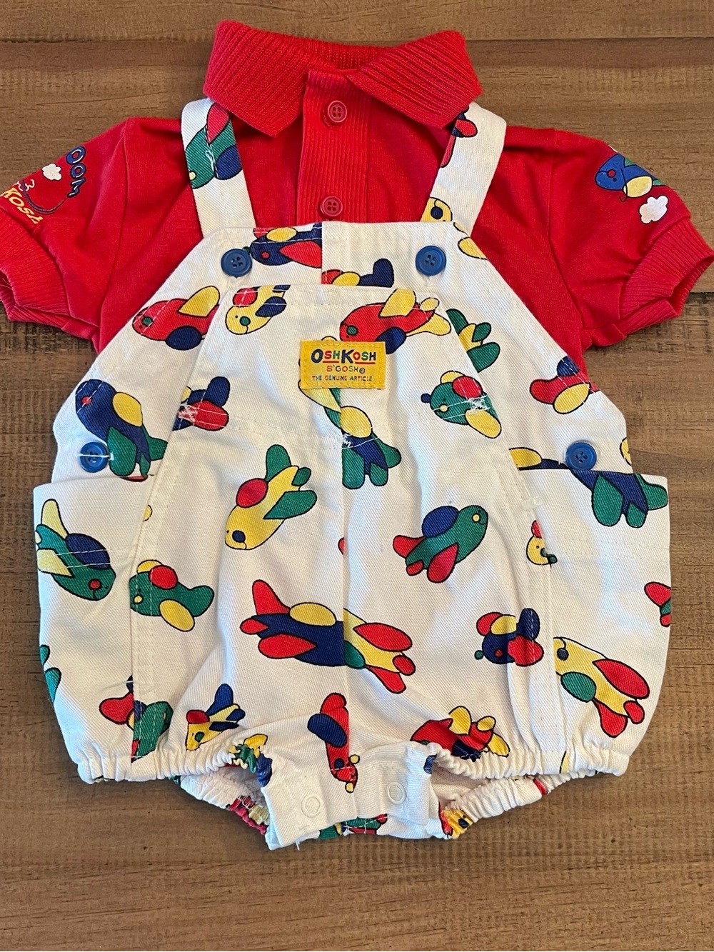 OshKosh B'gosh Red and White Airplane Print One-Piece